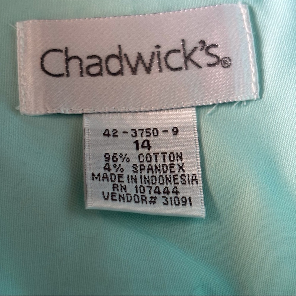 Chadwick’s mint stretch cotton button up shirt in size 14 - Picture 8 of 10